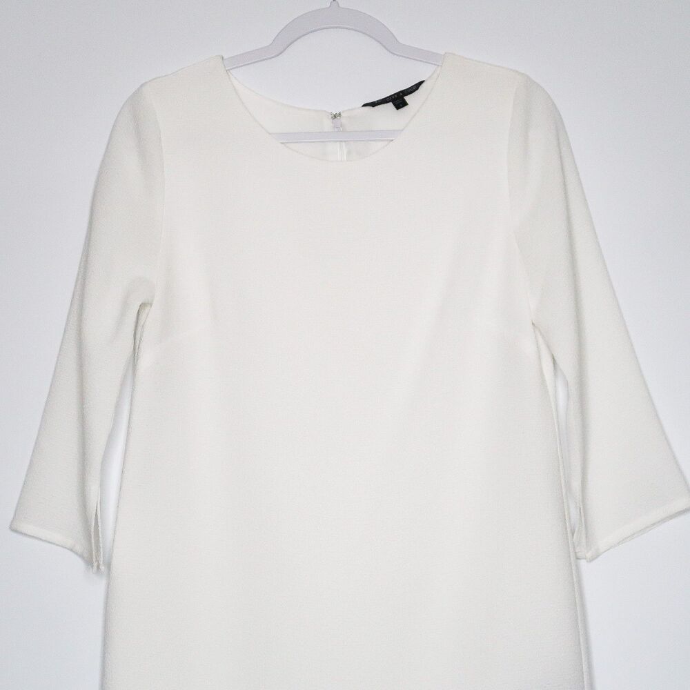 Felicity & Coco Shift Mini Dress Size Small White 3/4 Sleeve 60's Minimalist 70s - Picture 9 of 9